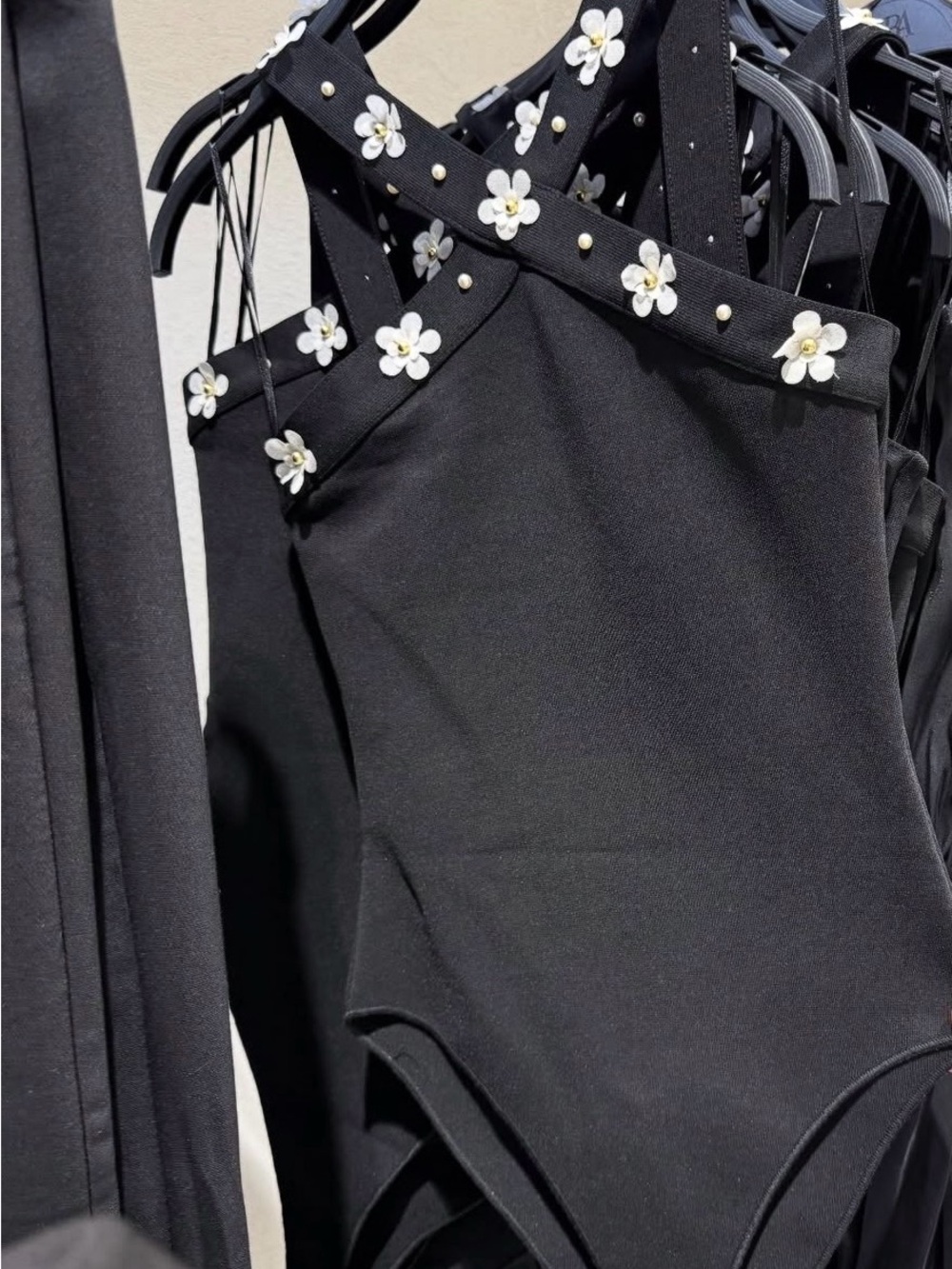 Black Floral-Bodysuit for Women